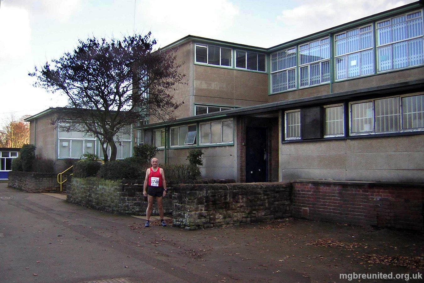2012 01 Margaret Glen-Bott Buildings Music Room (Miss Watts) left then upper floor - I think the Art Room with Mr Green. Andy Osgathorpe posing before cross country run outside the boy's toilets and cloak rooms.