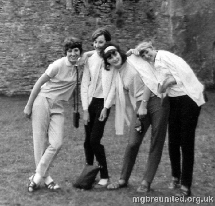1965 School Trip to Belgium Jackie Ellerton, Joyce Dow, Andrea Fellows and Valerie Page.