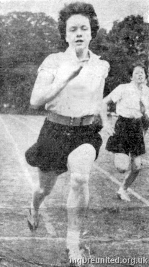 1960 ? Sports Day Running Race Jane Robins winning the ? yards Race.