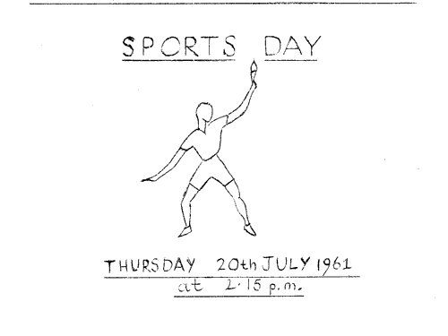 Sports Day Programme July 1961 - Front Cover
